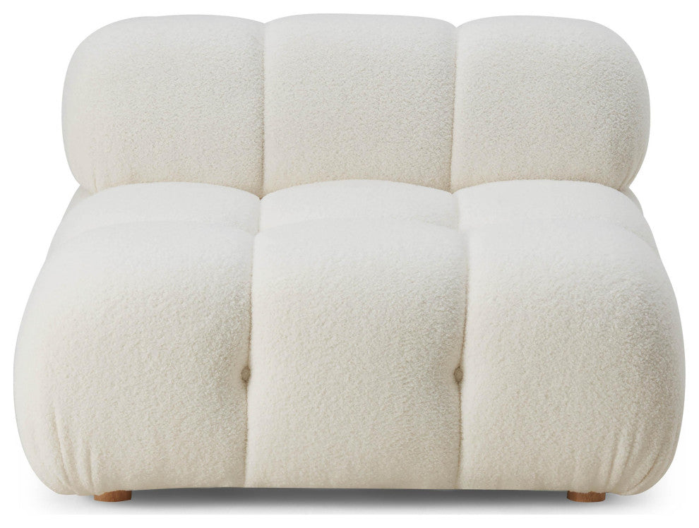 Calliope Cream Vegan Shearling Modular Armless Chair Cream
