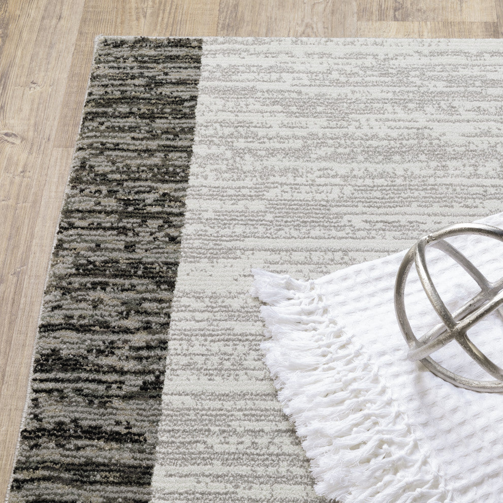 Sadie Geometric Power-Loomed Area Rug, Charcoal/Gray, 8'6"x11'7"