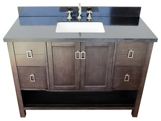 49" Single Vanity, Silvery Brown Finish With Black Galaxy Top