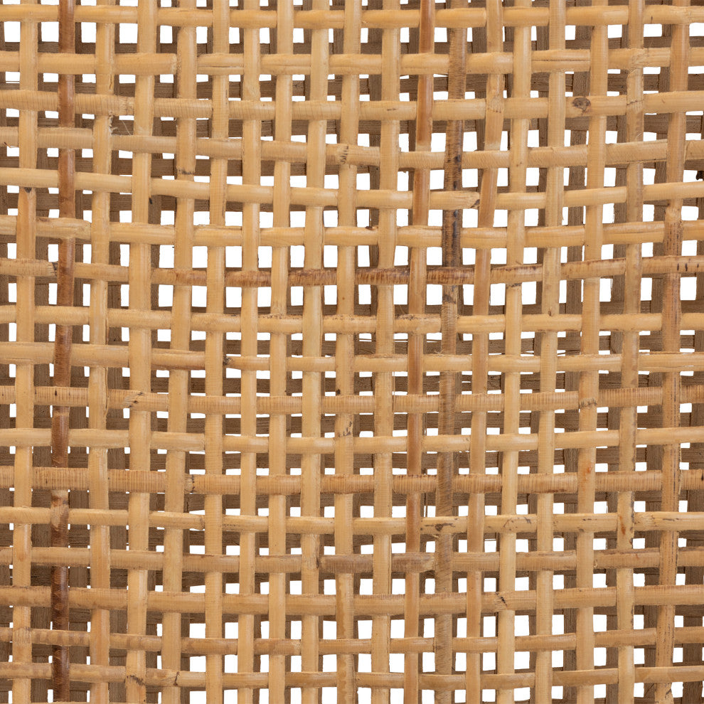 Arthur Modern Walnut Brown Finished Wood and Natural Rattan Dining Chair Set