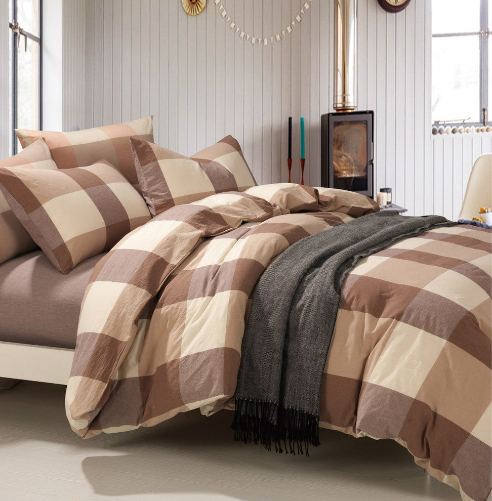 Buffalo Washed Cotton 3-Piece Duvet Set, Caramel, Queen