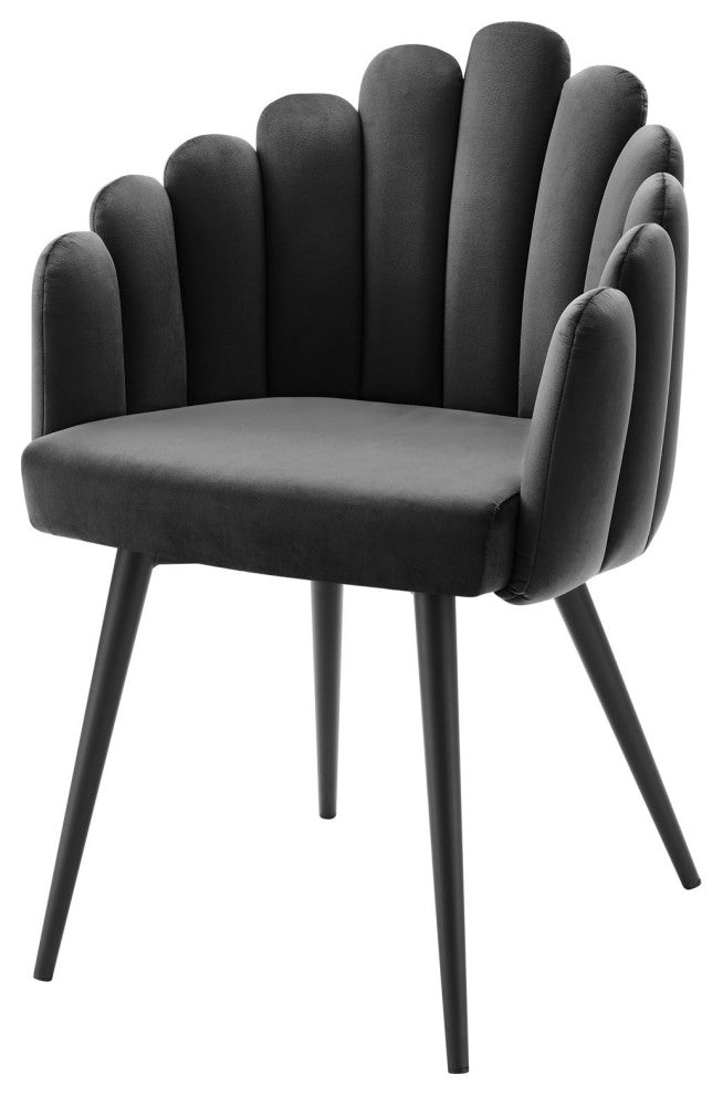 Side Dining Chair, Black Gray, Velvet, Modern, Cafe Bistro Hospitality