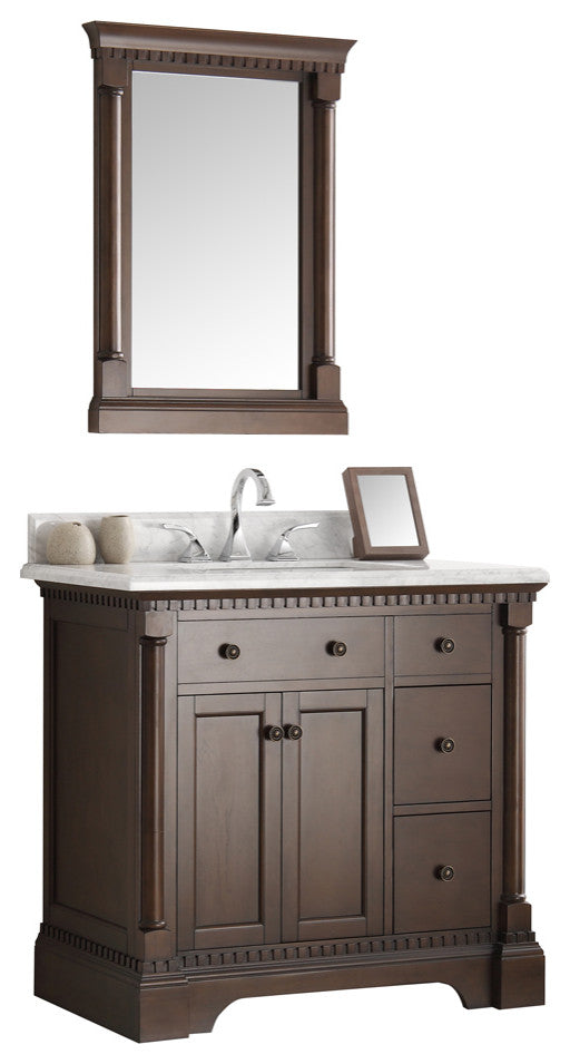 Fresca Kingston 36" Antique Coffee Traditional Bathroom Vanity With Mirror