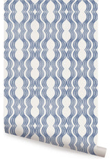 Wave Peel and Stick Vinyl Wallpaper, Navy, 24"x108"