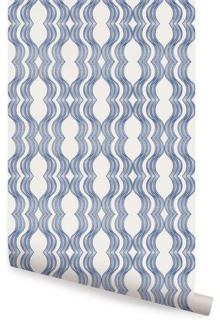 Wave Peel and Stick Vinyl Wallpaper, Navy, 24"x108"