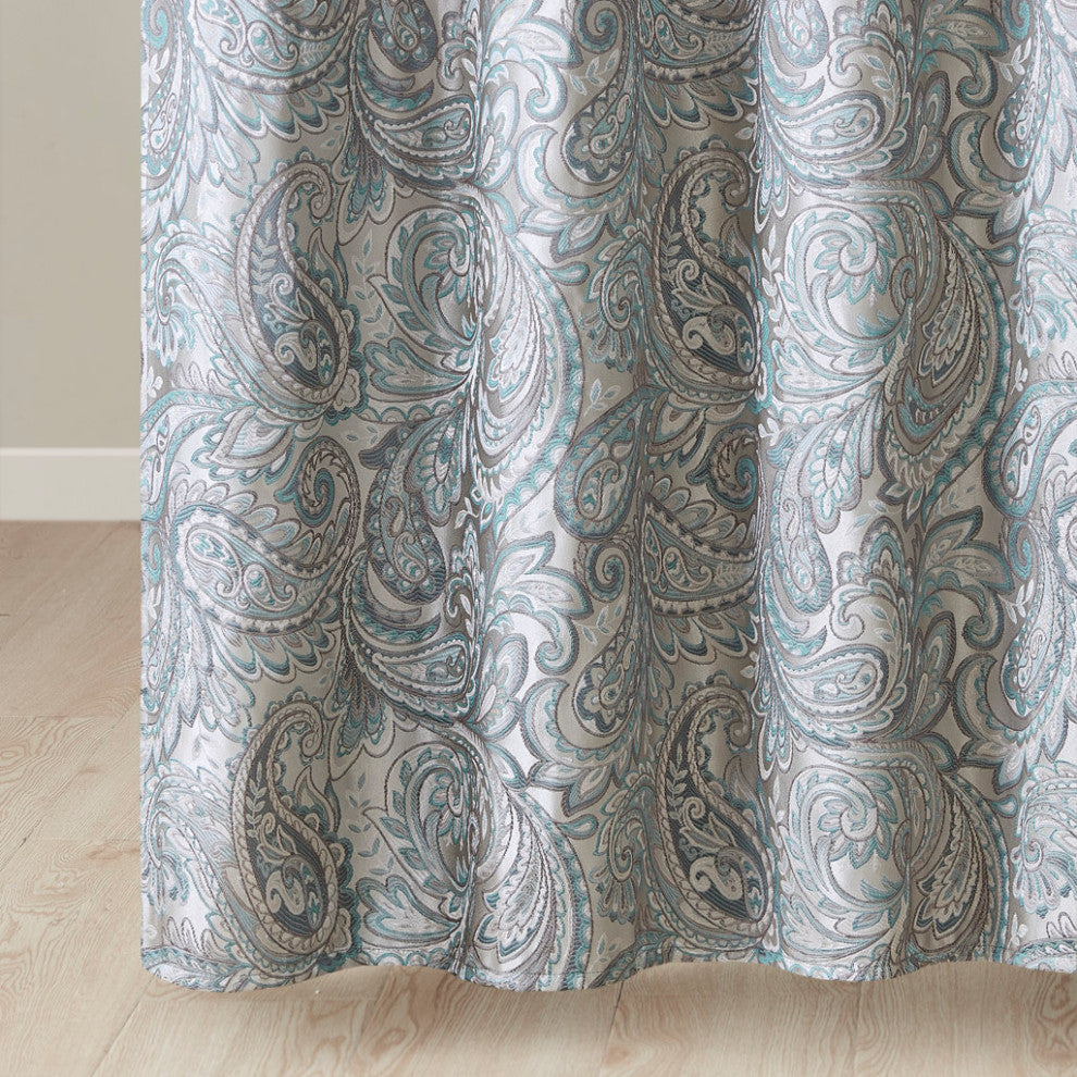 Madison Park Aubrey Jacquard Shower Curtain, Teal 72x72"