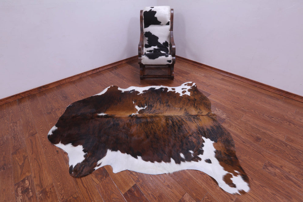 6' 9" X 5' 10" Brindle Natural Cowhide Rug C2420