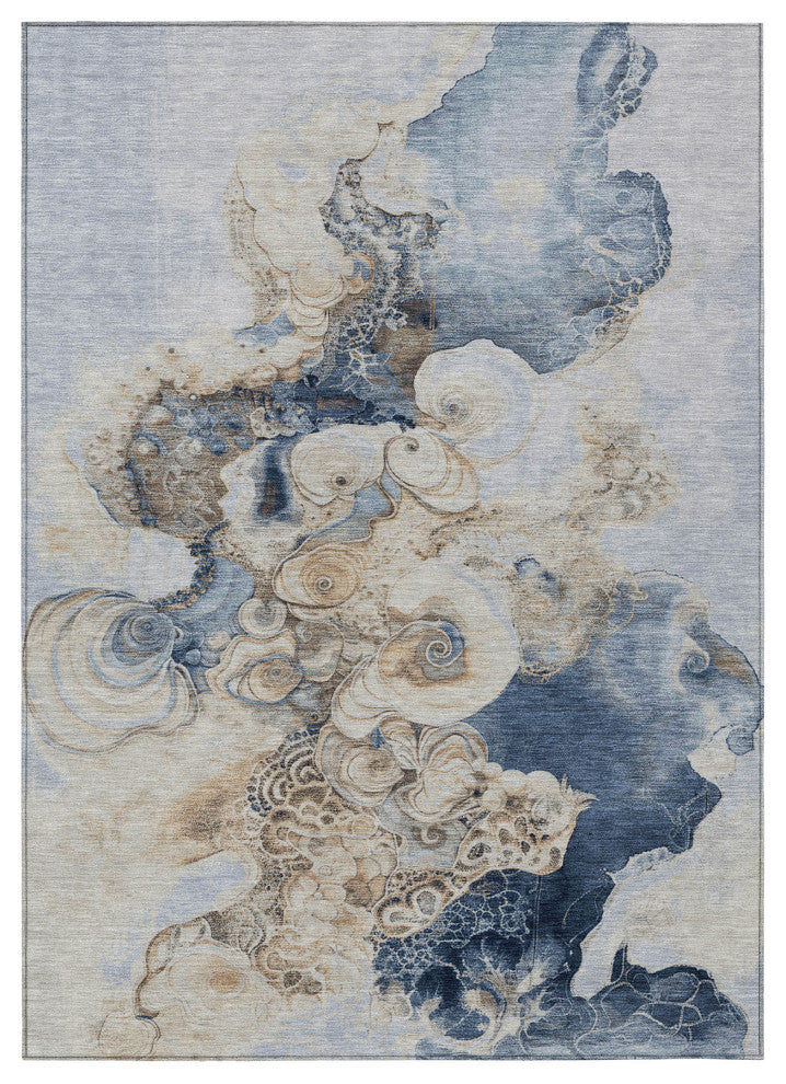 Machine Washable Indoor/Outdoor Chantille ACN1860 Denim 10' x 14' Rug