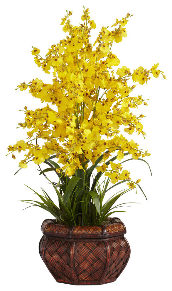 Dancing Lady Silk Flower Arrangement, Yellow