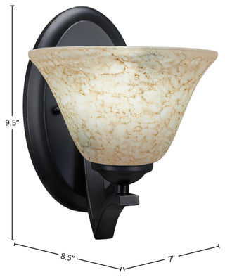 Zilo Wall Sconce, Matte Black, 7" Italian Marble Glass