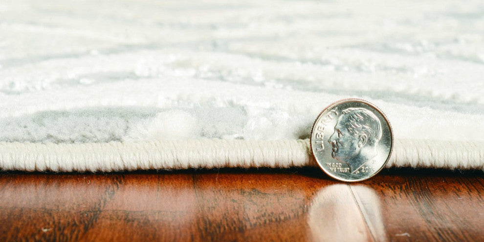 HomeRoots 7' x 10' Polyester Sand Silver Area Rug