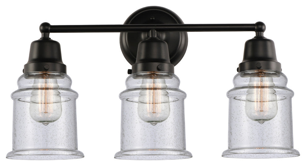 Innovations 623-3W-BK-G184 3-Light Bath Vanity Light, Matte Black