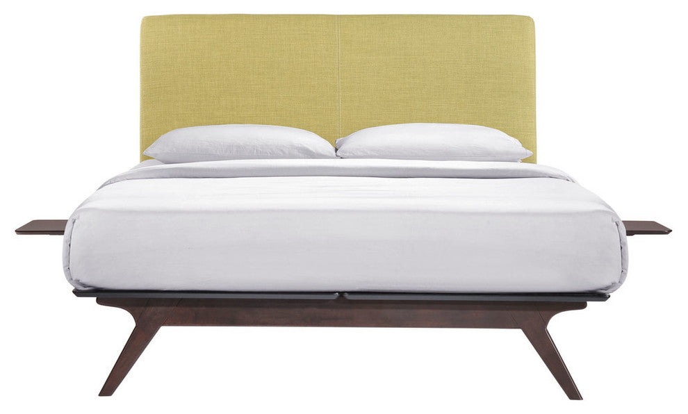 Modern Urban Contemporary 3-Piece Set Queen Size Bedroom Set, Green Fabric Wood