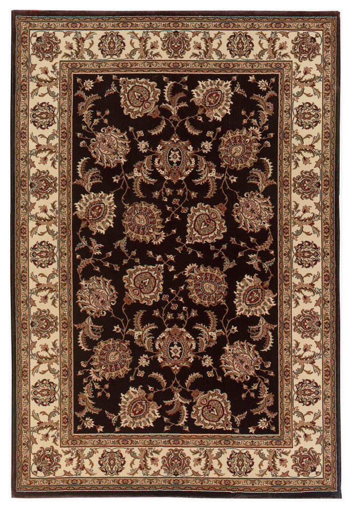 Aiden Traditional Vintage Inspired Brown/Ivory Rug, 8' Square