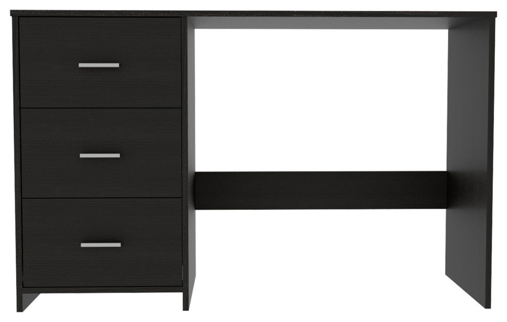 DEPOT E-SHOP Azalea 3 Drawer Writing Desk, Black