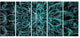 Unusual Starry Fractal Metal Grill, Abstract Canvas Wall Art, 60"x28", 5 Panels