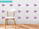Birds Fabric Wall Decals, Set of 16 Birds, Purple