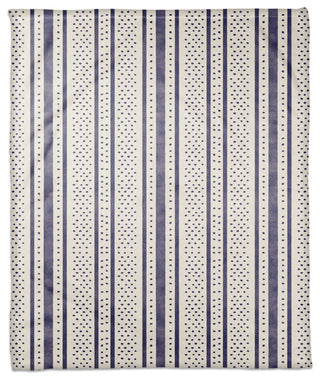 Watercolor Stripes Dots 50x60 Throw Blanket, Navy