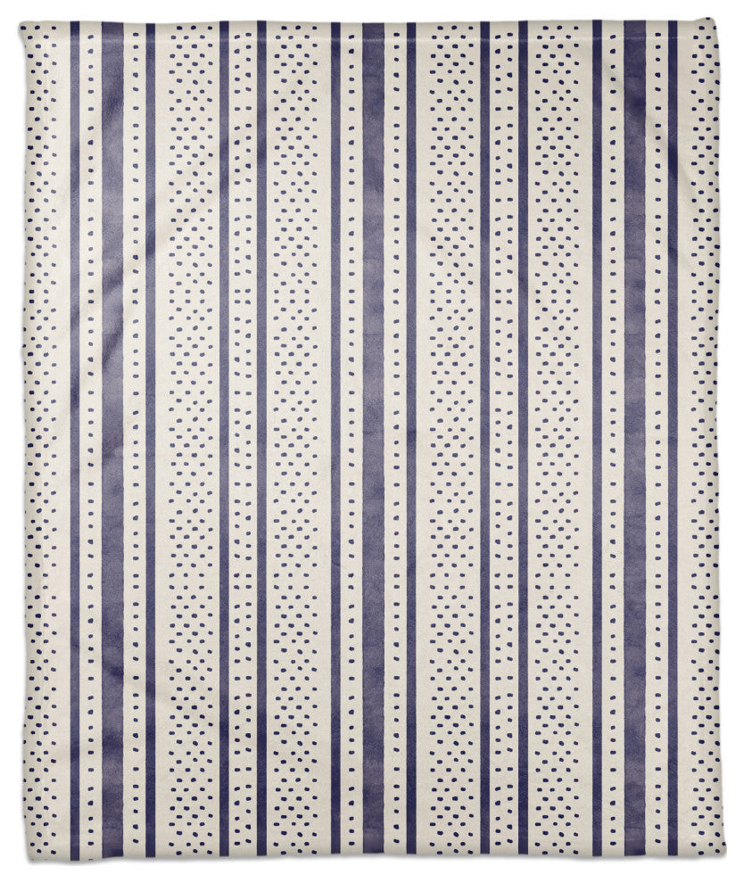 Watercolor Stripes Dots 50x60 Throw Blanket, Navy