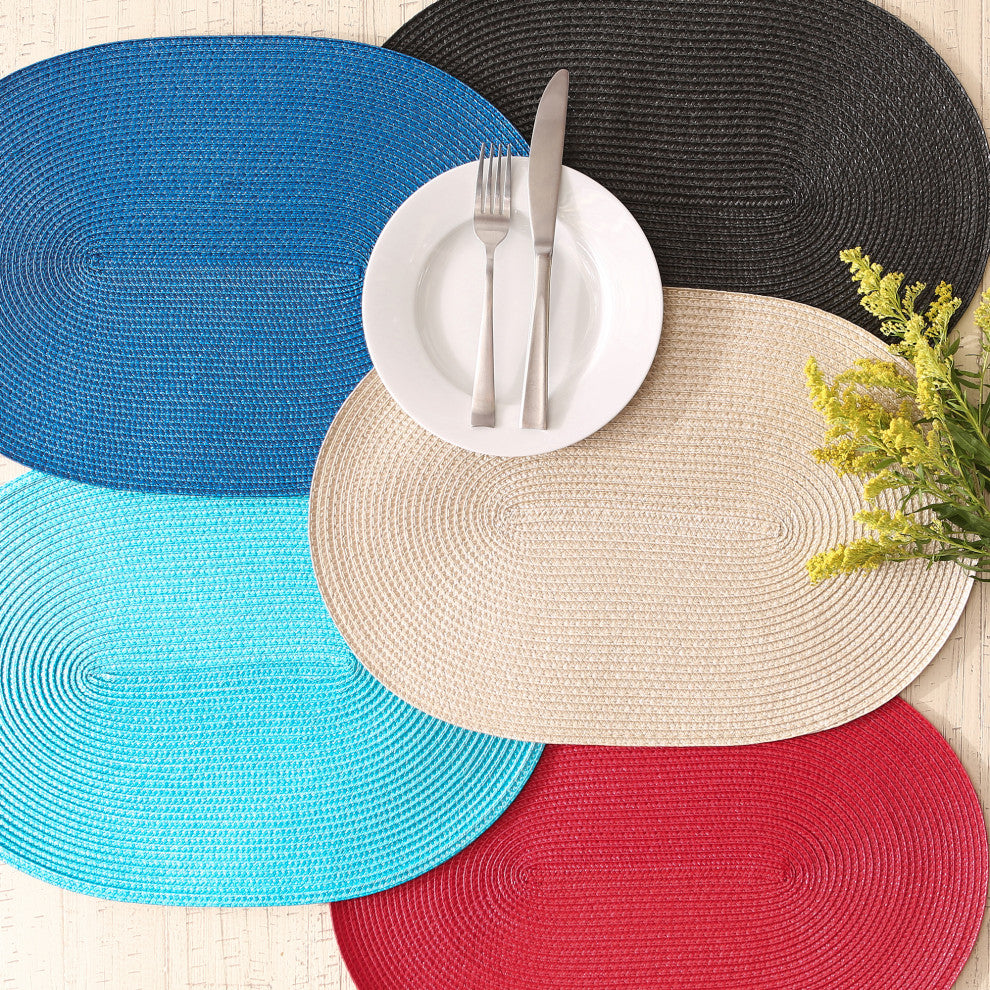 Black Oval Pp Woven Placemat (Set of 6)