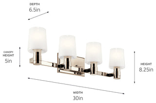 Adani 30" 4 Light Vanity With Opal Glass, Polished Nickel