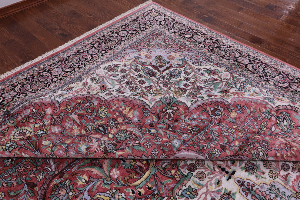 11' 11" X 18' 7" Hand Knotted Kashan Silk Rug - Q13845