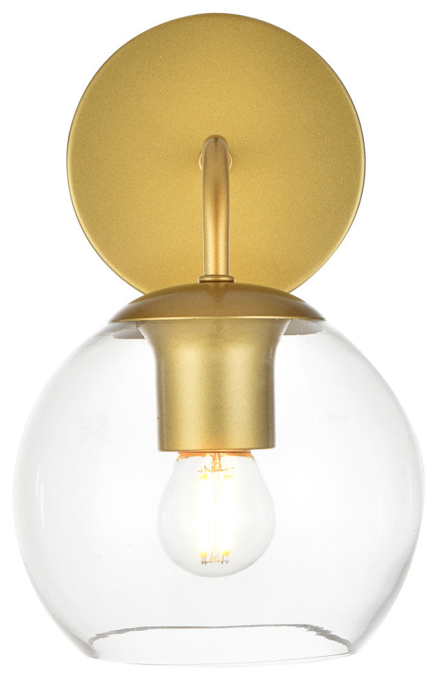 1 Light Brass And Clear Bath Sconce