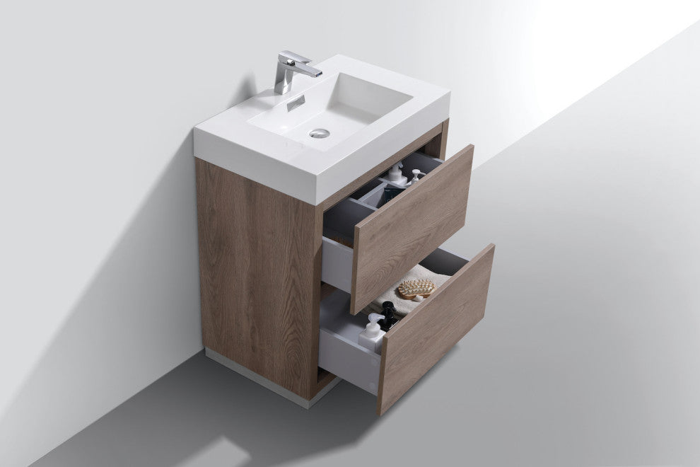 Bliss 30" Free Standing Bathroom Vanity, Butternut