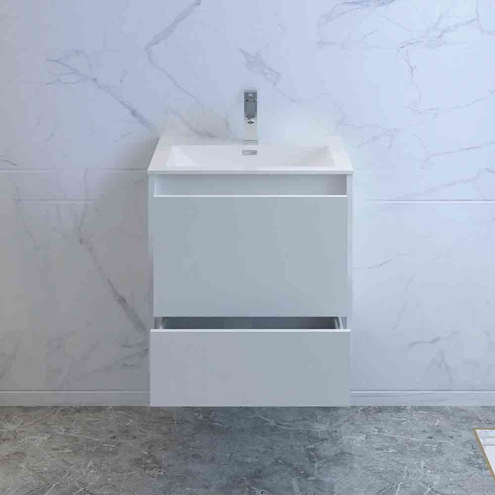 Fresca Catania 24" Gloss White Wall Hung Cabinet With Integrated Sink