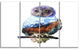 Owl Double Exposure Illustration, Large Animal Canvas Print, 48"x28", 4 Panels