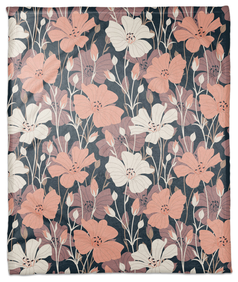 Growing Floral 50x60 Coral Fleece Blanket