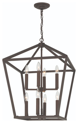 8-Light Lantern Geometric Chandelier, Oil Rubbed Bronze