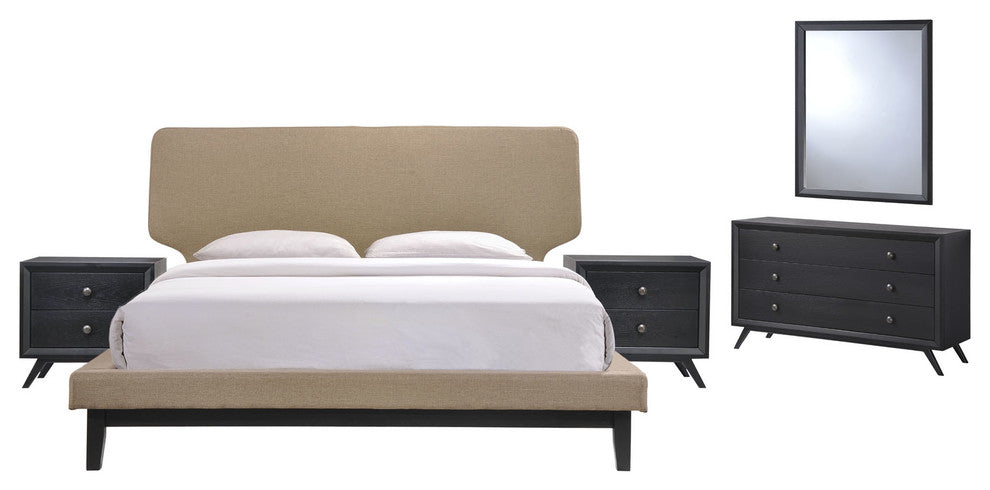 Bethany 5 Piece Queen Bedroom Set, Black Latte