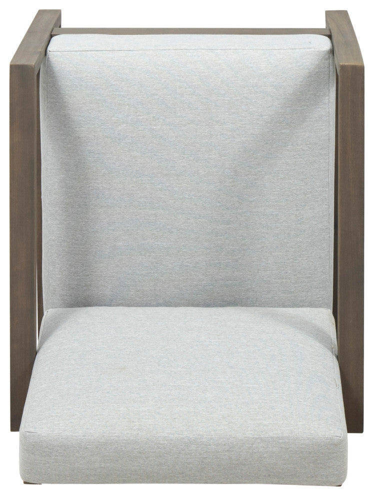 Silla Outdoor Acacia Wood Club Chair with Cushion, Gray/Light Gray