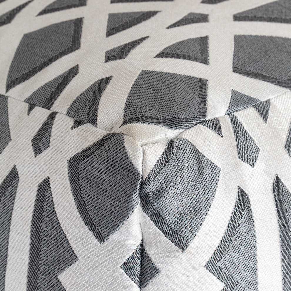 Sark Gray 18" x 18" x 18" Gray and Ivory Pouf
