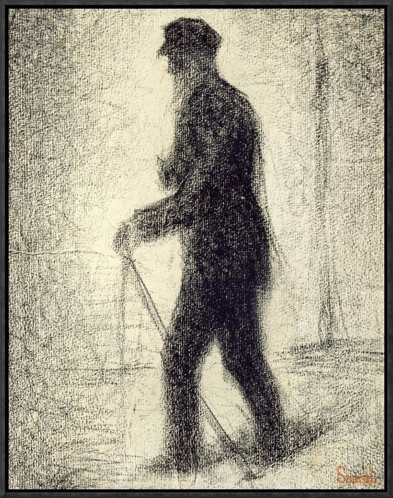 "Walking" Framed Canvas Giclee by Georges Seurat, 18x23"