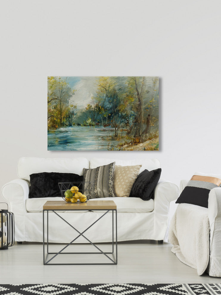 "Flowing River" Painting Print on Wrapped Canvas, 24x16