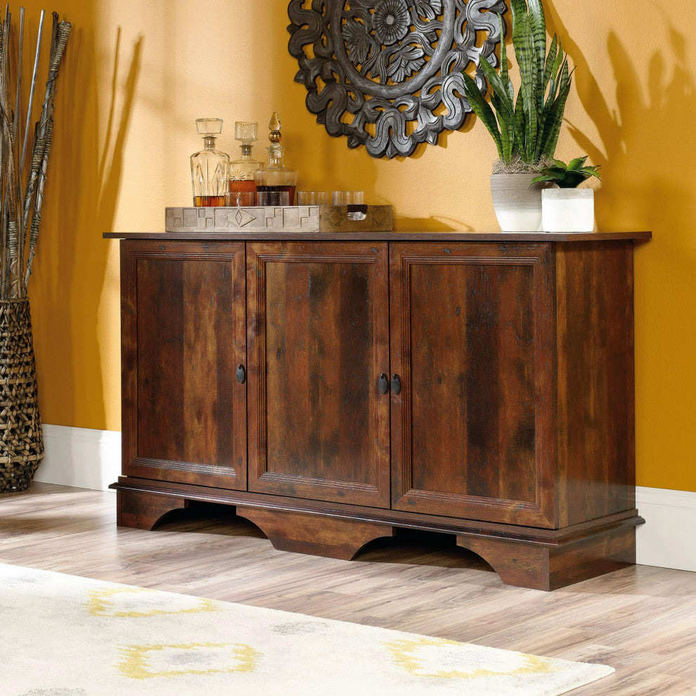 Storage Cabinet, Rectangular Top With Adjustable Shelf & Metal Handles, Cherry