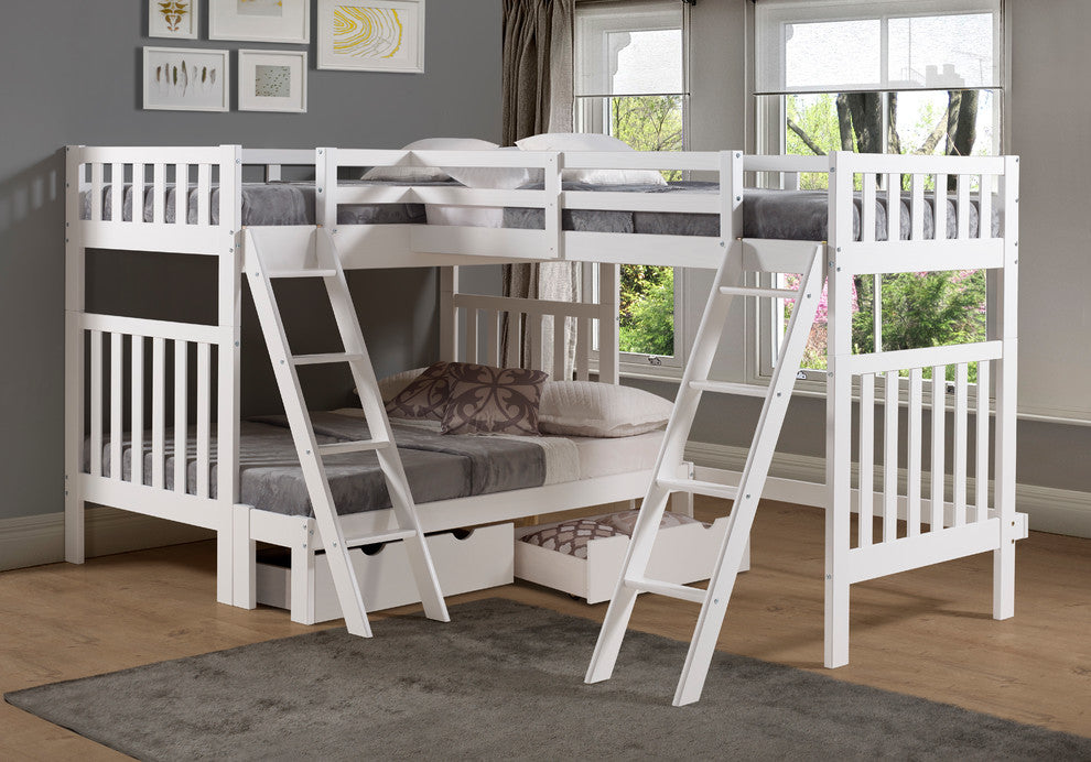Aurora Twin Over Full Bunk Bed with Tri-Bunk Extension and Storage Drawers