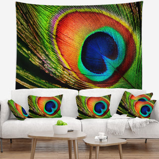 Peacock Feather Photography Wall Tapestry, 39"x32"