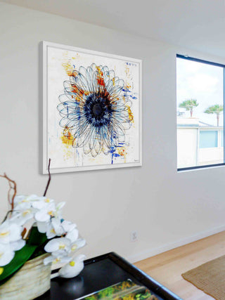 Parvez Taj "Stencil Flower" Framed Painting Print, 18"x18"