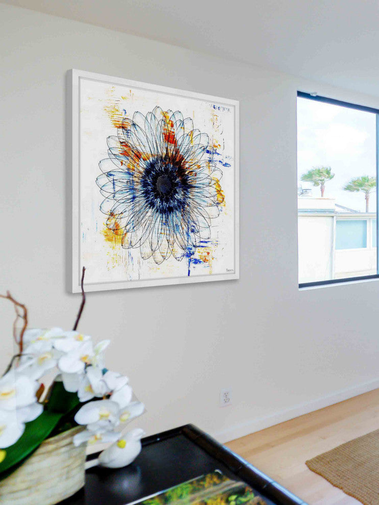 Parvez Taj "Stencil Flower" Framed Painting Print, 18"x18"