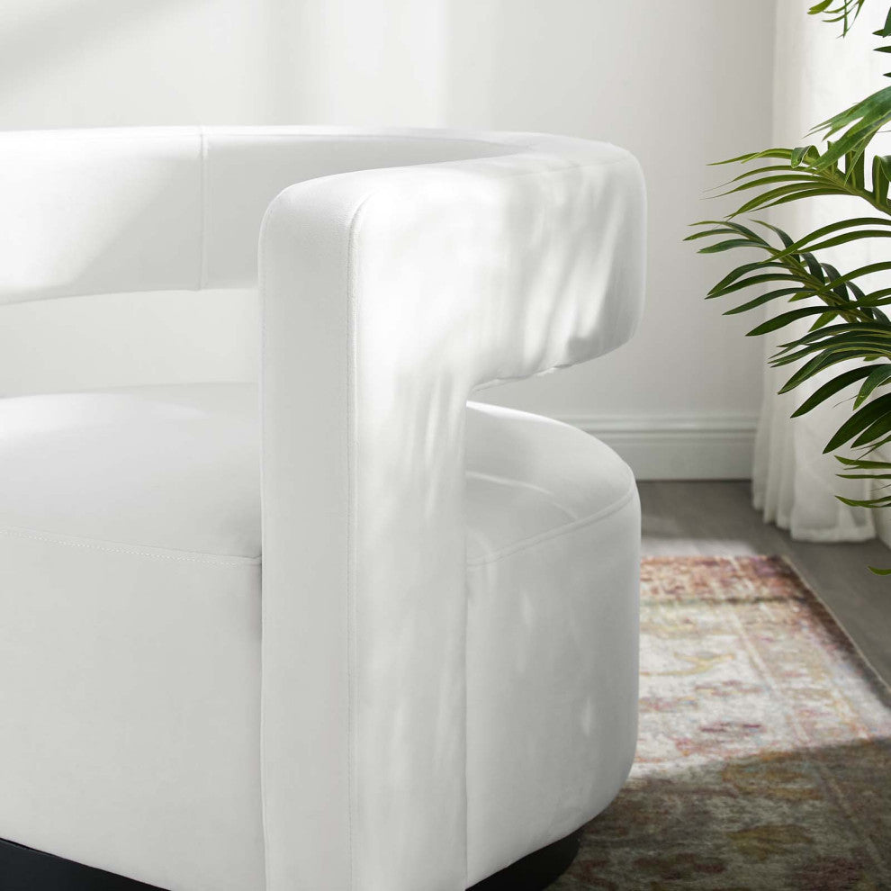 Armchair Accent Chair, Velvet, White, Modern, Living Lounge Hotel Hospitality