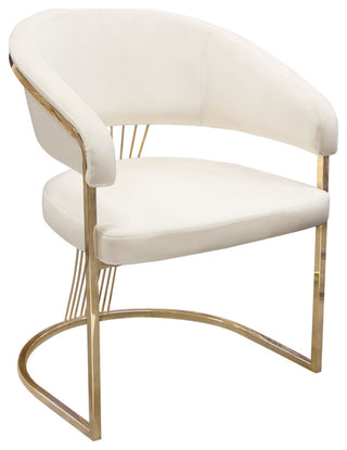 Solstice Dining Chair, Cream Velvet With Polished Gold Metal Frame