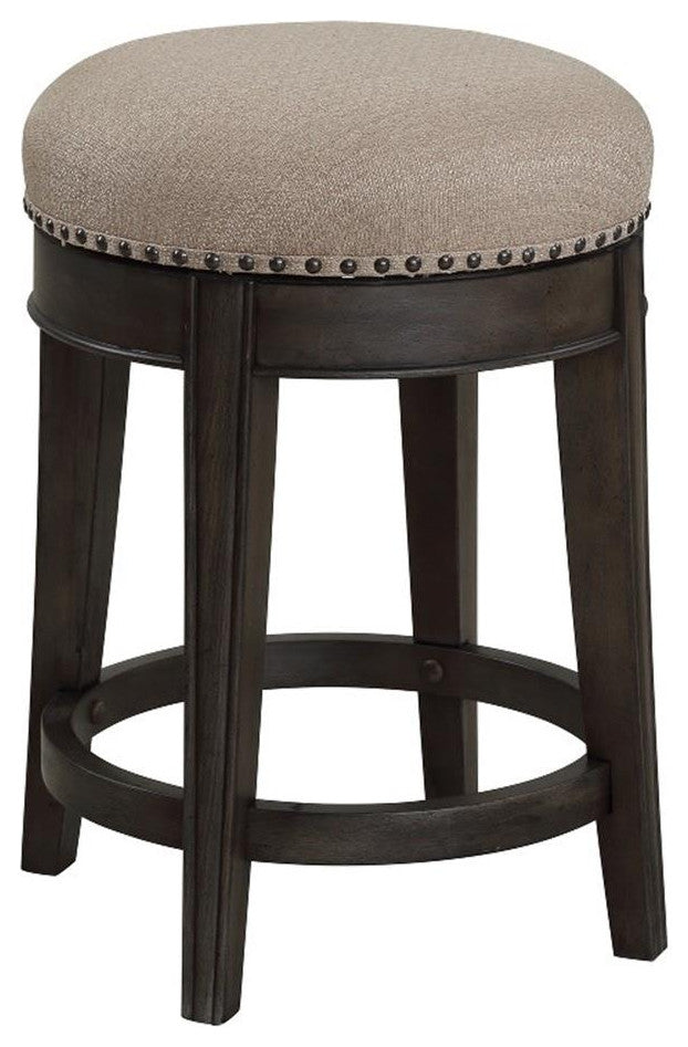 Bowery Hill Traditional Wood Swivel Stool in Smokey Gray/Brown