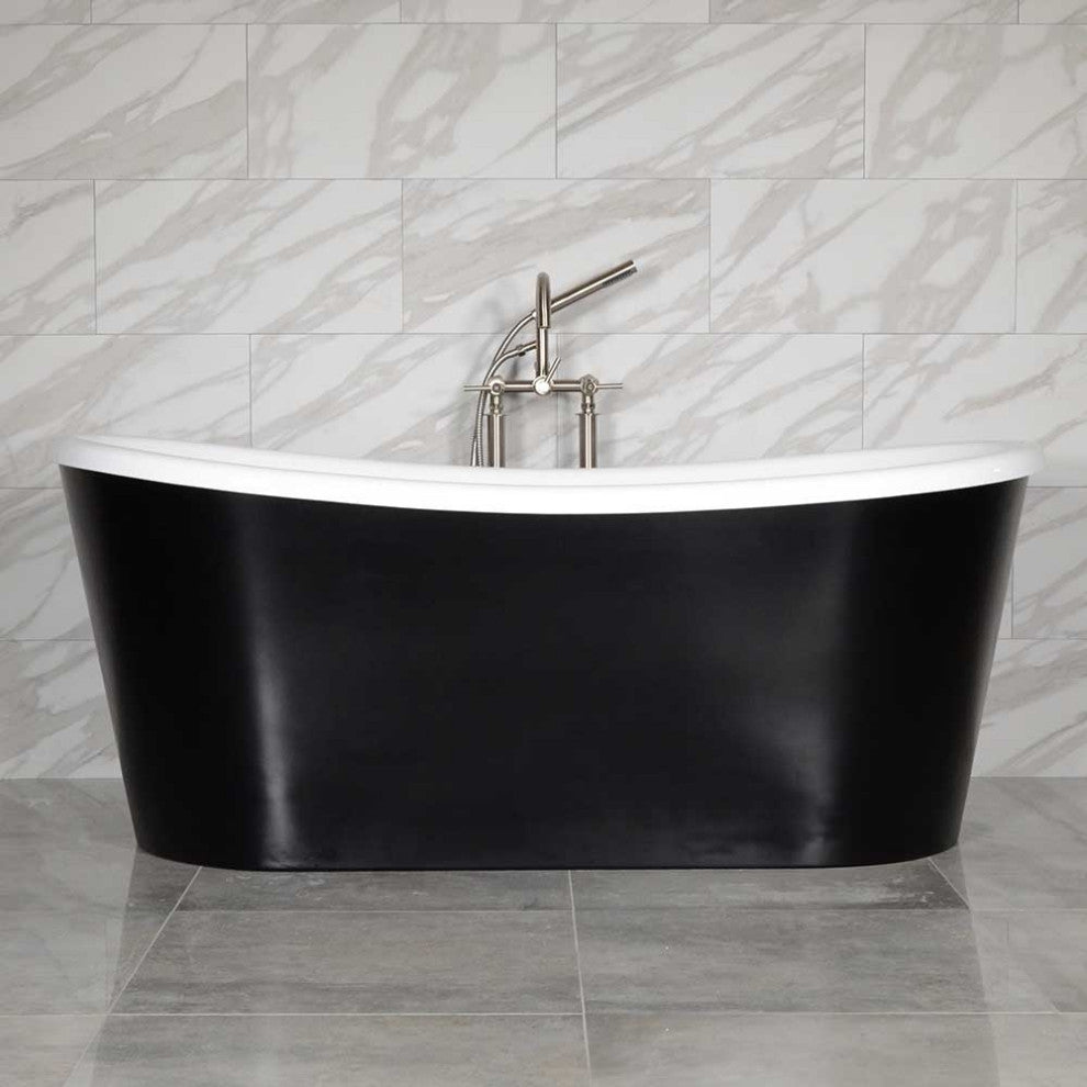 Sansiro Sorrentino-BLKSK73'' 73" Acrylic French Bateau Skirted Tub Black