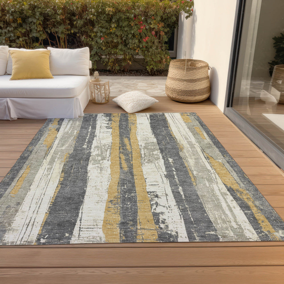 Machine Washable Indoor/Outdoor Chantille ACN1872 Gold 2'6" x 3'10" Rug