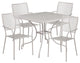 35.5'' Square Indoor-Outdoor Steel Patio Table and 4 Square Back Chairs, Gray