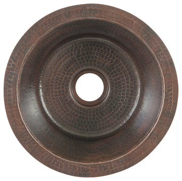 Premier Copper Products BR12DB2 12" Round Copper Bar Sink w/ 2" Drain Opening