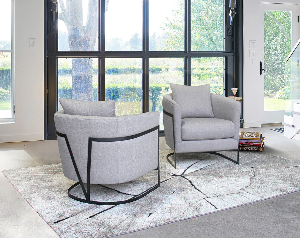 Natalya Accent Chair With Black Iron Finish Gray Fabric